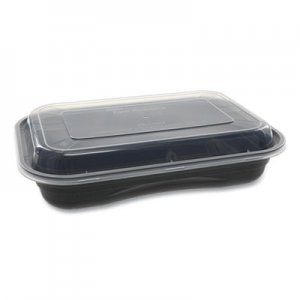 Pactiv EarthChoice Versa2Go Microwaveable Containers, 27 oz, 8.4 x 5.6 x 1.4, Black/Clear, 150/Carton PCTNV2GRT2786B