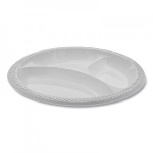 Pactiv MeadowareA OPS Dinnerware, 3-Compartment Plate, 10.25" Diameter, White, 500/Carton PCTMIC10Y MIC10Y