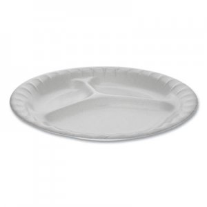 Pactiv Laminated Foam Dinnerware, 3-Compartment Plate, 8.88" Diameter, White, 500/Carton PCT0TK100110000 0TK100110000