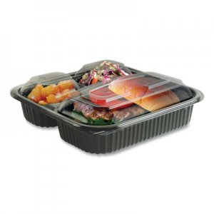 Anchor Packaging Culinary Squares 2-Piece/3-Compartment Microwavable Container, 21 oz/6 oz/6 oz, 8.46 x 8
