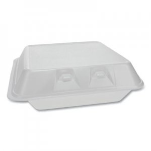 Pactiv SmartLock Foam Hinged Containers, Large, 3-Compartment, 9 x 9.25 x 3.25, White, 150/Carton PCTYHLW09030000 YHLW09030000