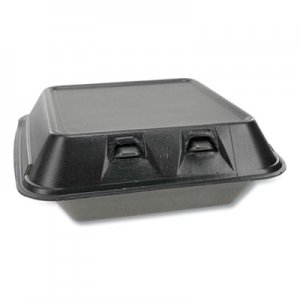 Pactiv SmartLock Foam Hinged Containers, Medium, 8 x 8.5 x 3, Black, 150/Carton PCTYHLB08010000 YHLB08010000