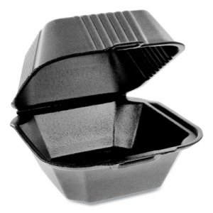 Pactiv SmartLock Foam Hinged Containers, Sandwich, 5.75 x 5.75 x 3.25, Black, 504/Carton PCTYHLB06000000 YHLB06000000