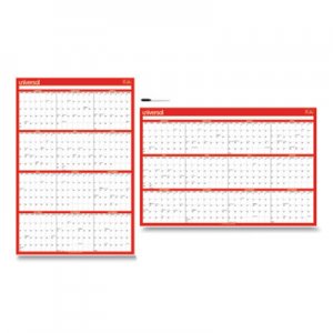 Universal Erasable Wall Calendar, 24 x 36, White/Red, 2021 UNV71004 71004