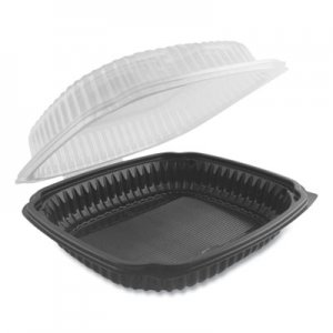 Anchor Packaging Culinary Lites Microwavable Container, 39 oz, 9 x 9 x 3.01, Clear/Black, 100/Carton ANZ4699911 4699911
