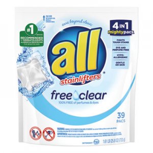 All Mighty Pacs Free and Clear Super Concentrated Laundry Detergent, 39/Pack, 6 Packs/Carton DIA73978 73978