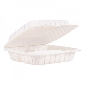 ProPlanet Hinged Lid Containers, 3-Compartment, 9 x 8.8 x 3, White, 150/Carton DCC90MFPPHT3 90MFPPHT3