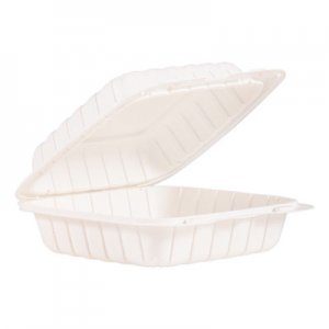 ProPlanet Hinged Lid Containers, Single Compartment, 8.3 x 8 x 3, White, 150/Carton DCC85MFPPHT1 85MFPPHT1