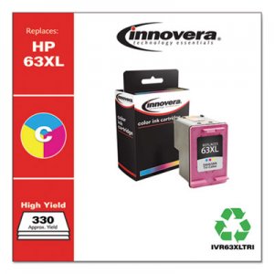 Innovera Remanufactured Tri-Color High-Yield Ink, Replacement for HP 63XL (F6U63AN), 330 Page-Yield IVR63XLTRI