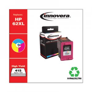 Innovera Remanufactured Tri-Color High-Yield Ink, Replacement for HP 62XL (C2P07AN), 415 Page-Yield IVR62XLTRI