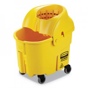 Rubbermaid Commercial WaveBrake 2.0 Bucket/Wringer Combos, Down-Press, 35 qt, Plastic, Yellow RCPFG759088YEL FG759088YEL