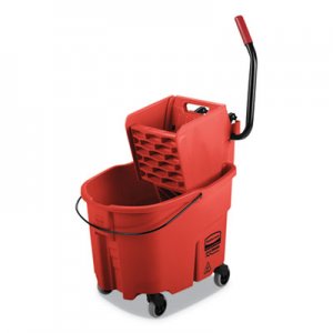 Rubbermaid Commercial WaveBrake 2.0 Bucket/Wringer Combos, Side-Press, 35 qt, Plastic, Red RCPFG758888RED FG758888RED