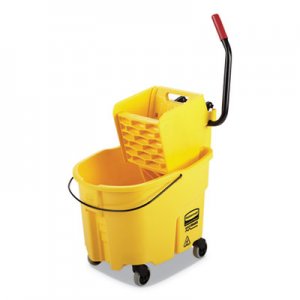 Rubbermaid Commercial WaveBrake 2.0 Bucket/Wringer Combos, Side-Press, 35 qt, Plastic, Yellow RCPFG758088YEL FG758088YEL