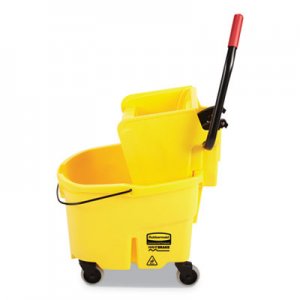 Rubbermaid Commercial WaveBrake 2.0 Bucket/Wringer Combos, Side-Press, 26 qt, Plastic, Yellow RCPFG748000YEL FG748000YEL