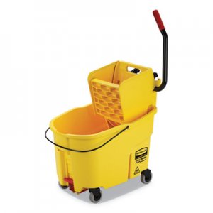 Rubbermaid Commercial WaveBrake 2.0 Bucket/Wringer Combos, Side-Press, 44 qt, Plastic, Yellow RCPFG618688YEL FG618688YEL