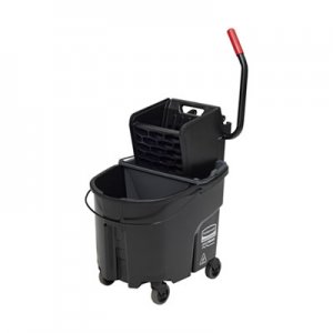 Rubbermaid Commercial WaveBrake 2.0 Bucket/Wringer Combos, Side-Press, 35 qt, Plastic, Black RCPFG1863896 1863896