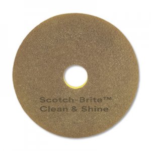 Scotch-Brite Clean and Shine Pad, 17" Diameter, Yellow/Gold, 5/Carton MMM09544 09544