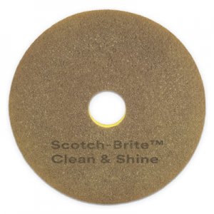 Scotch-Brite Clean and Shine Pad, 20" Diameter, Yellow/Gold, 5/Carton MMM09541 09541