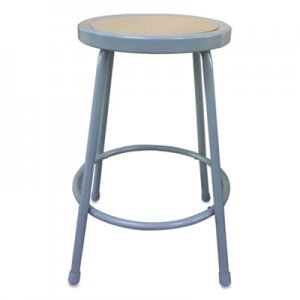 Alera Industrial Metal Shop Stool, 24" Seat Height, Supports up to 300 lbs, Brown Seat/Gray Back, Gray Base ALEIS6624G