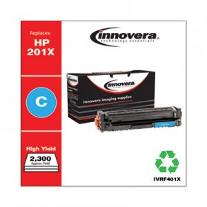Innovera Remanufactured Cyan High-Yield Toner, Replacement for HP 201X (CF401X), 2,300 Page-Yield IVRF401X