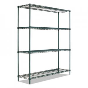 Alera BA Plus Wire Shelving Kit, 4 Shelves, 72" x 24" x 72", Black Anthracite Plus ALESW207224BA