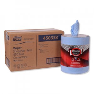 Tork Advanced ShopMax Wiper 450, Centerfeed Refill, 9.9x13.1, Blue, 200/Roll, 2 Rolls/Carton TRK450338 450338