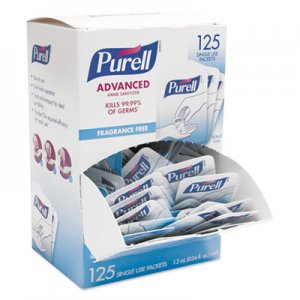 PURELL Single Use Advanced Gel Hand Sanitizer, 1.2 mL, Packet, Clear, 125/Box GOJ9630125NSBX 9630-125NS-BX