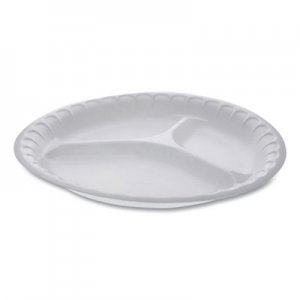 Pactiv Unlaminated Foam Dinnerware, 3-Compartment Plate, 10.25" Diameter, White, 540/Carton PCT0TH10044000Y 0TH10044000Y