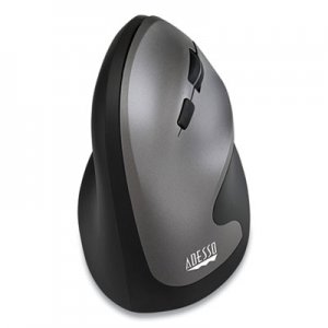 Adesso iMouseA A20 Antimicrobial Vertical Wireless Mouse, 2.4 GHz Frequency/33 ft Wireless Range, Right Hand Use, Black/Granite