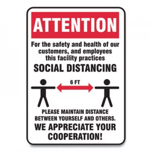 Accuform Social Distance Signs, Wall, 10 x 14, Customers and Employees Distancing, Humans/Arrows, Red/White, 10/Pack GN1MGNG905VPESP MGNG905VPESP