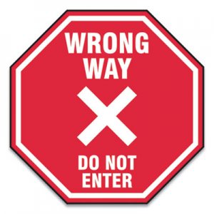 Accuform Slip-Gard Social Distance Floor Signs, 17 x 17, "Wrong Way Do Not Enter", Red, 25/Pack GN1MFS467ESP MFS467ESP
