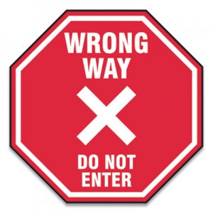 Accuform Slip-Gard Social Distance Floor Signs, 12 x 12, "Wrong Way Do Not Enter", Red, 25/Pack GN1MFS465ESP MFS465ESP