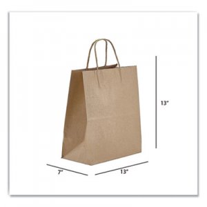 Prime Time Packaging Kraft Paper Bags, Jr. Mart, 13 x 7 x 13, Natural, 250/Carton PTENK13713 NK13713