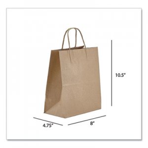 Prime Time Packaging Kraft Paper Bags, Tempo, 8 x 4.75 x 10.5, Natural, 250/Carton PTENK8510 NK8510