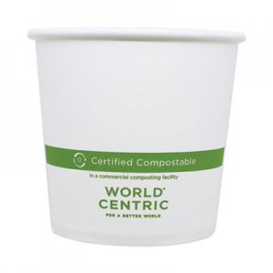 World Centric Paper Bowls, 24 oz, 4.4" Diameter x 4.4"h, White, 500/Carton WORBOPA24 BOPA24