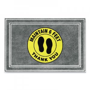 Apache Mills Message Floor Mats, 24 x 36, Charcoal/Yellow, "Maintain 6 Feet Thank You" APH3984528802X3 3984528802X3