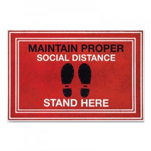 Apache Mills Message Floor Mats, 24 x 36, Red/Black, "Maintain Social Distance Stand Here" APH3984528792X3 3984528792X3