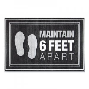 Apache Mills Message Floor Mats, 24 x 36, Charcoal, "Maintain 6 Feet Apart" APH3984528772X3 3984528772X3