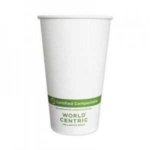 World Centric Paper Hot Cups, 16 oz, White, 1,000/Carton WORCUPA16 CUPA16