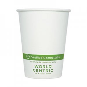 World Centric Paper Hot Cups, 12 oz, White, 1,000/Carton WORCUPA12 CUPA12