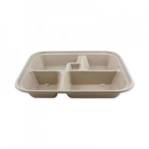 World Centric Fiber Bento Box Containers, 5-Compartment, 11.8 x 9.4 x 2, Natural, 300/Carton WORTRSCBB TRSCBB
