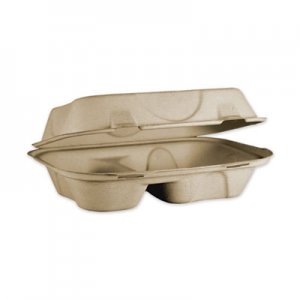 World Centric Fiber Hinged Hoagie Box Containers, 2-Compartment, 9 x 6 x 3, Natural, 500/Carton WORTOSCU34D TOSCU34D