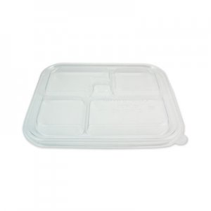 World Centric PLA Lids for Fiber Bento Box Containers, Five Compartments, 12.1 x 9.8 x 0.8, Clear