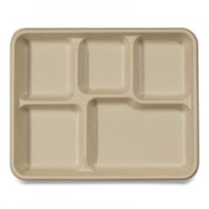 World Centric Fiber Trays, School Tray, 5-Compartments, 8.5 x 10.5 x 1, Natural, 400/Carton WORTRSCUF TRSCUF