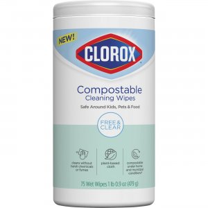 Clorox Free & Clear Compostable Cleaning Wipes 32486CT CLO32486CT