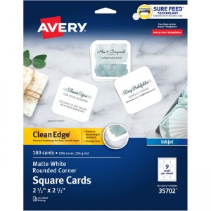 Avery Clean Edge Square Cards, Rounded Corners, 2.5" x 2.5" 35702