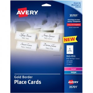 Avery Gold Border Place Cards 35701 AVE35701