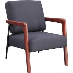 Lorell Fabric Back/Seat Rubber Wood Lounge Chair 67000 LLR67000