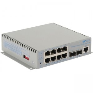 Omnitron Systems OmniConverter 10GPoE+/M PoE+, 2xSFP/SFP+, 8xRJ-45, 1xAC Powered Commercial Temp 9580-0-28-1