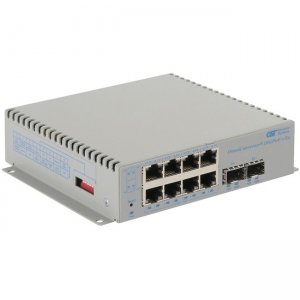 Omnitron Systems OmniConverter 10GPoE+/Sx PoE+, 2xSFP/SFP+, 8xRJ-45, 1xDC Powered Wide Temp 9581-0-28-9W